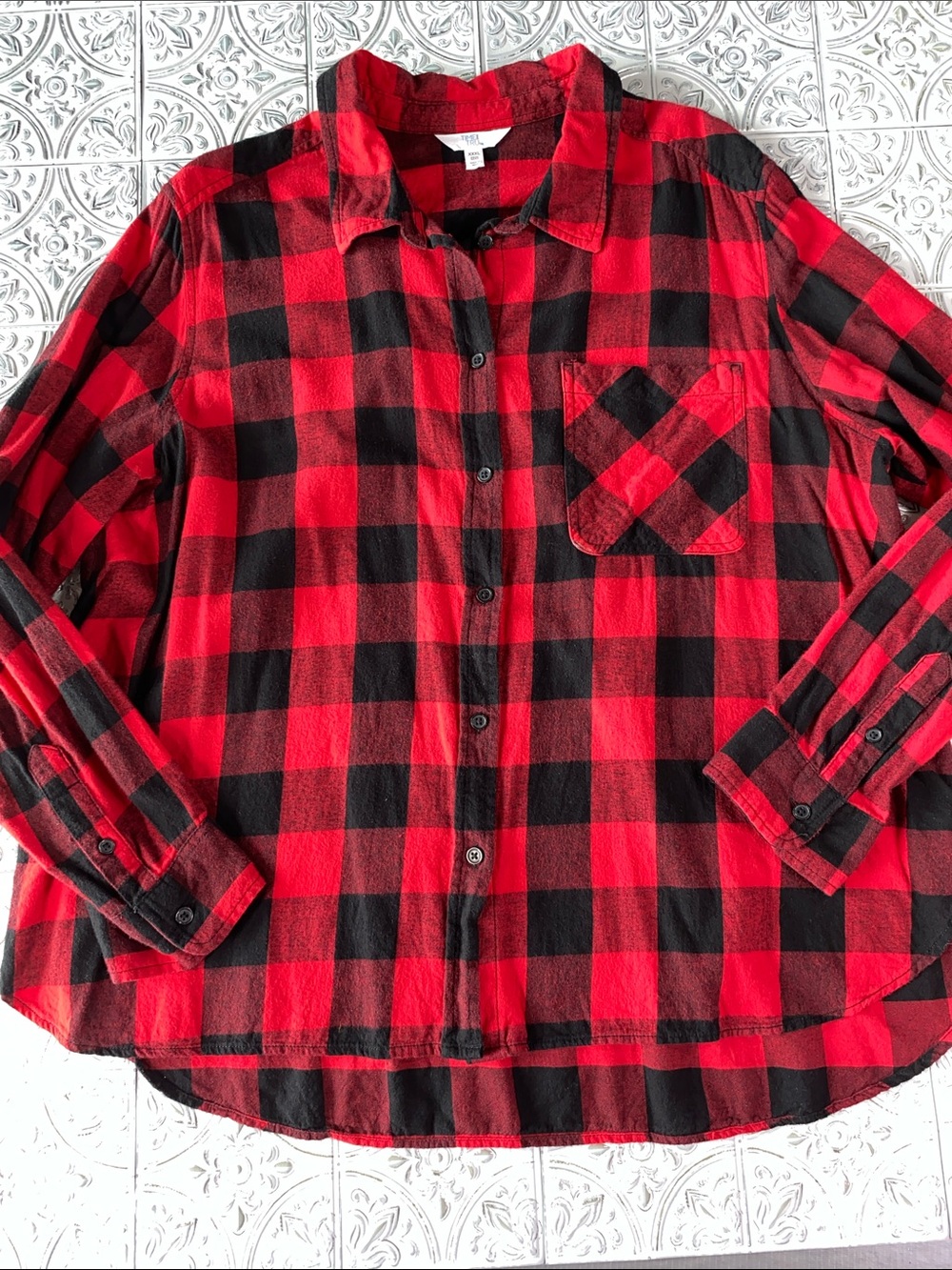 Women’s Red & Black Buffalo Plaid Button-Up Shirt XXXL